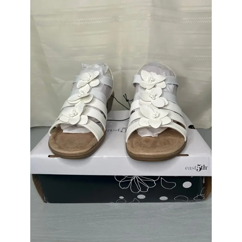 East 5th Memory Foam Slip On Sandals White Womens Size 11M